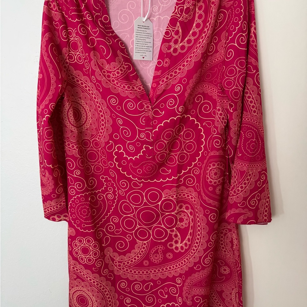 Pink Paisley V-Neck Dress